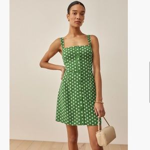 NWT Reformation Antonella Dress Hannah Green 10 Floral Sustainable Fashi…